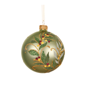 Glaskugle med gren - mat grn