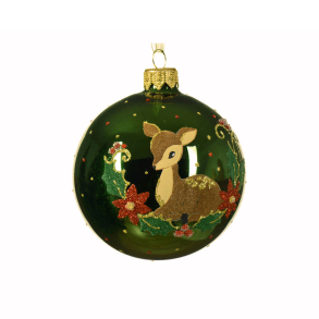 Glaskugle med ddyr - blank grn