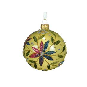  Glaskugle Multi colour flower - transparent gr�n
