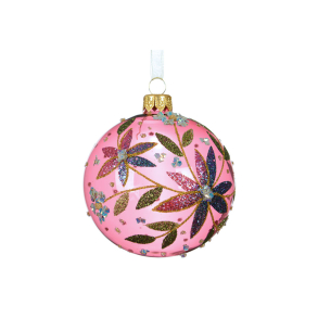 Glaskugle Multi colour flower - transparent pink