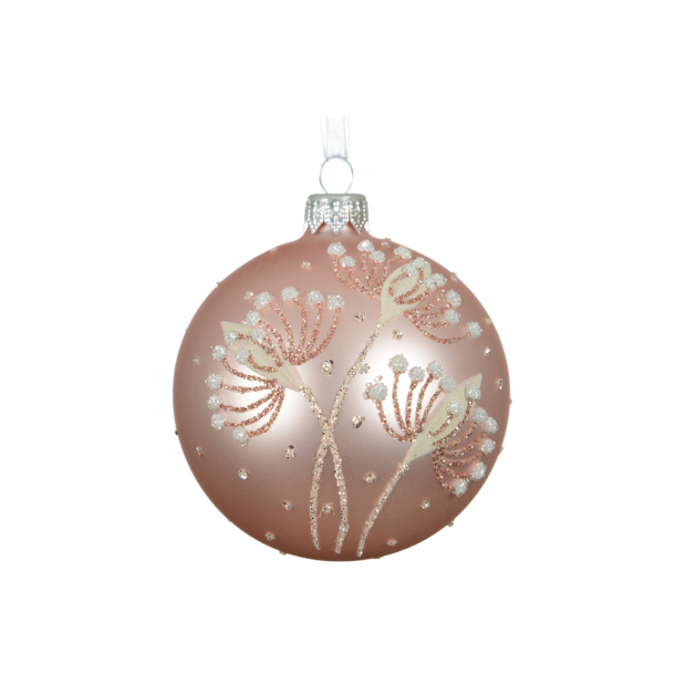 Glaskugle Hogweed - rosa/s�lv