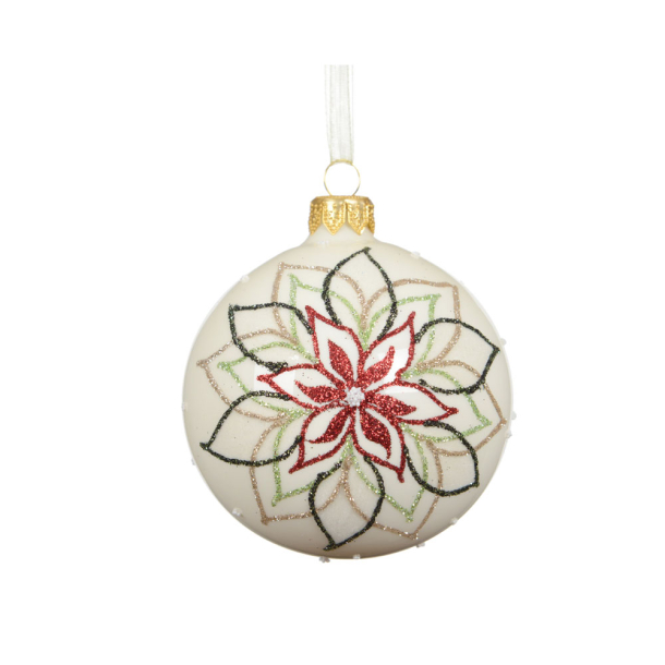 Glaskugle Enamel flower - blank hvid