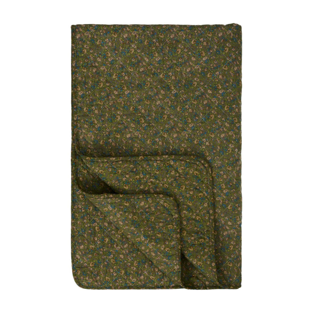 Quilt - Gr�nt m. bl� og rosa blomster