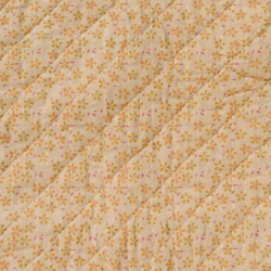 Quiltet taske - beige m. gr�nne og rosa blomster