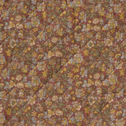 Quiltet taske - brun m. gule/gr�nne blomster