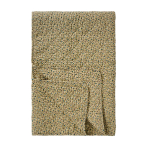Quilt t�ppe - cremefarvet m/bl� og rosa blomster