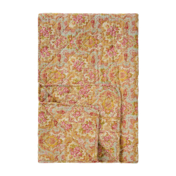 Quilt t�ppe - st�vbl� m/lyser�dt, gr�nt og gult paisleym�nster