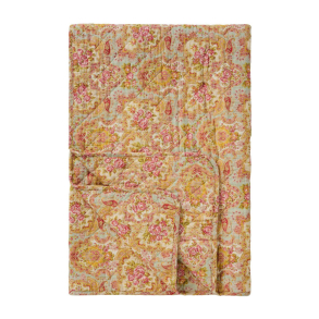 Quilt t�ppe - st�vbl� m/lyser�dt, gr�nt og gult paisleym�nster