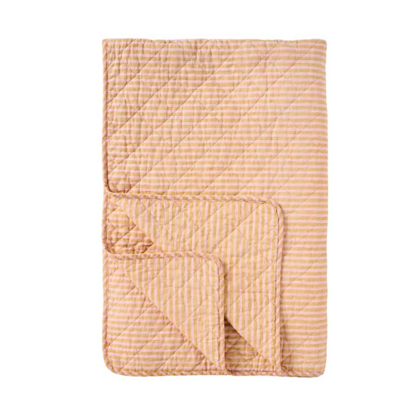 Quilt t�ppe stribet - rosa/mustard