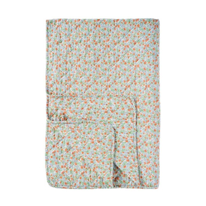 Quilt t�ppe - hvid med blomster