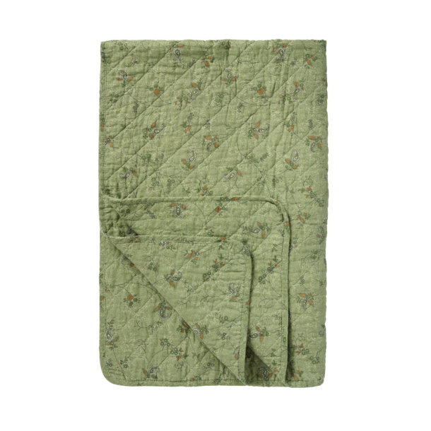 Quilt tppe - grnt m. blomsterranker