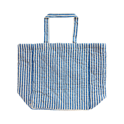 Quiltet taske blomstret - mrkebl striber