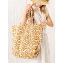 Quiltet taske vinranker - gul