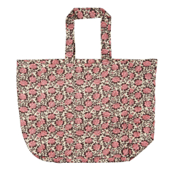 Quiltet taske blomstret - rosa/brun