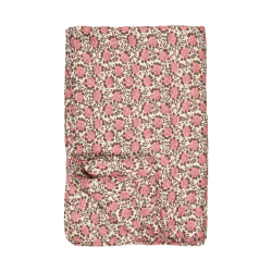 Quilt tppe - creme med lyserde blomster