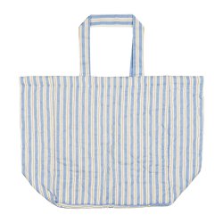 Quiltet taske stribet - Bl/brun