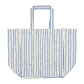 Quiltet taske stribet - Bl/brun