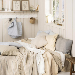 Quiltet taske smalle striber - lysebl