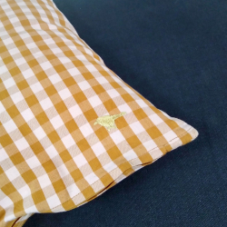 Hndlavet pude "Maria" - pink/mustard