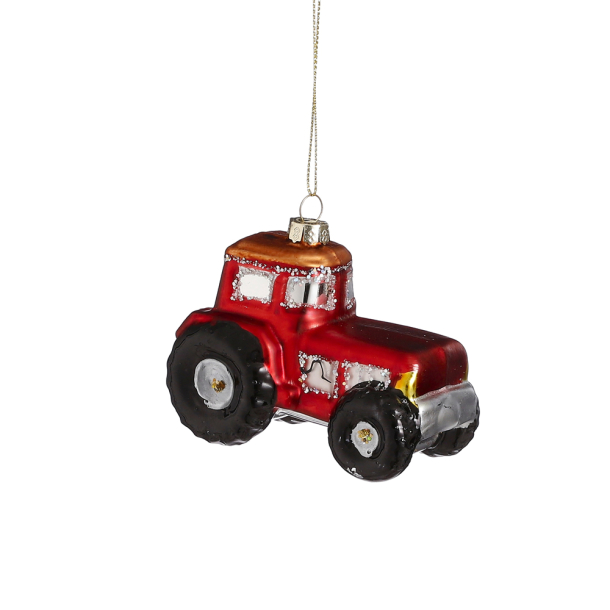 Glasornament - rd traktor