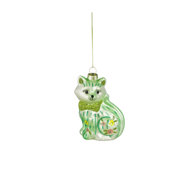 Glasornament - kat - grn