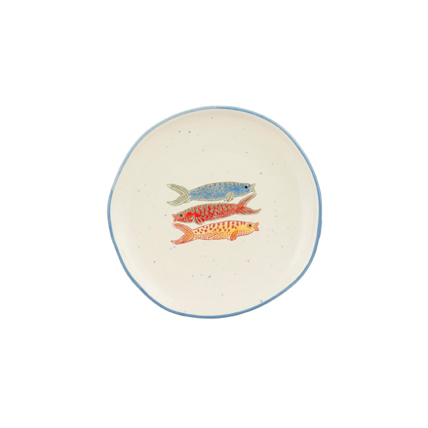 Frokosttallerken "Ariane" - bl�, r�d &amp; gul fisk