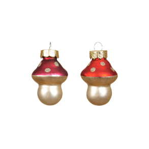 Glasornament 2 ass. svampe - 10 stk.