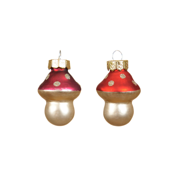 Glasornament 2 ass. svampe - 10 stk.