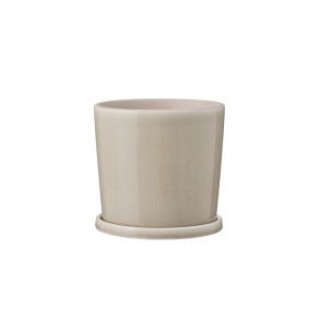 Helt enkel urtepotteskjuler i keramik, beige krakkeleret glasur.