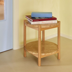 Sidebord i egetr m. travertin