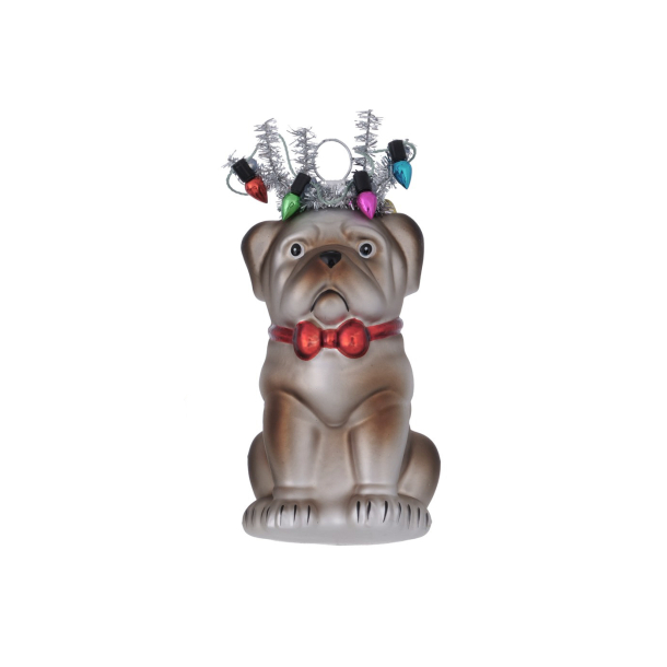 Glasornament Julehund - Fransk bulldog