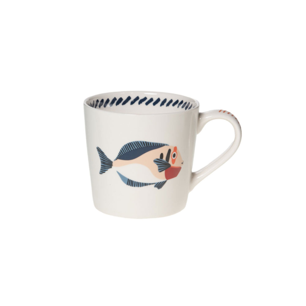 Krus med hank "Tropisk fisk" - bl�/rosa