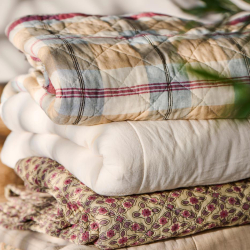 Quilt tppe - med rde, bl, beige og gr tern