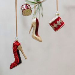 Glasornament - Julestillet med glimmer
