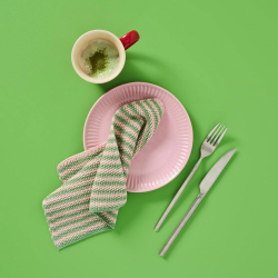 Strikket karklud - rosa/st�vgr�n