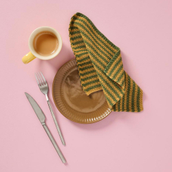 Strikket karklud - sennepsgul/gr�n