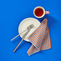 Strikket karklud - bl�/orange