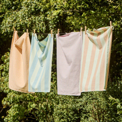 Viskestykke "Linea" - lyser�de/sennepsgule smalle striber