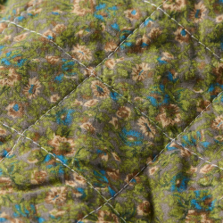 Quilt - Gr�nt m. bl� og rosa blomster