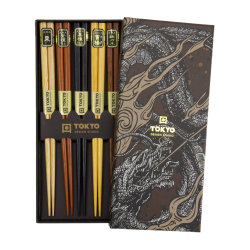 Spisepinde "Gold &amp; silver dragon" - 5 st