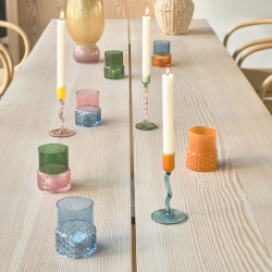 Fyrfadsstage i glas - amber/grn