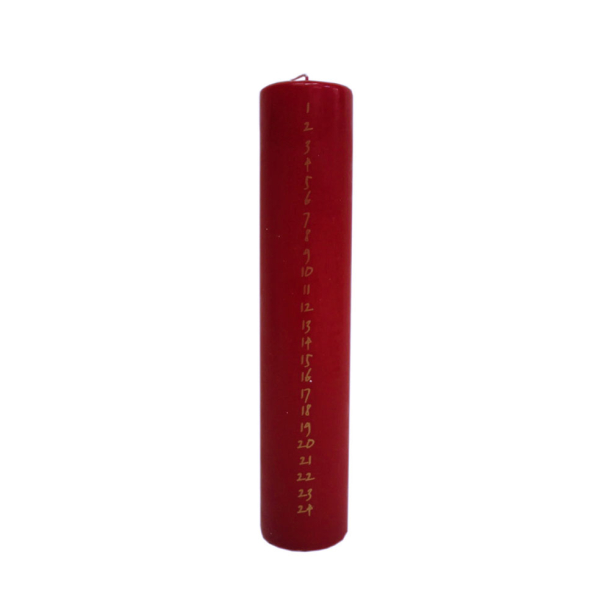 Kalenderlys med guldtal - christmas red
