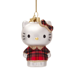 Hello Kitty glaskugle med r�d Skotskternet kjole