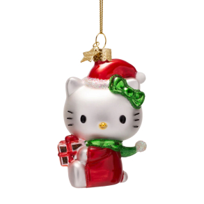 Hello Kitty glaskugle med favnen fuld af gaver