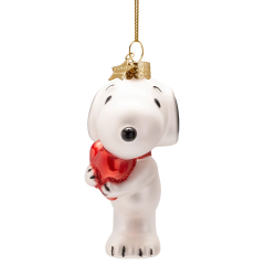 Glasornament "Snoopy" - med hjerte