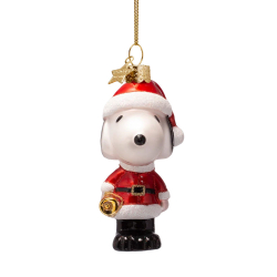 Snoopy julekugle med julemandsdragt