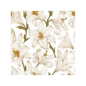 Voksdug med Liljer - hvid
