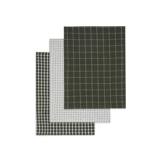 St med 3 viskestykker - army green