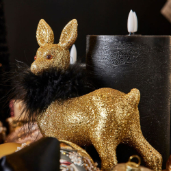 Rensdyr med boa - rosaglitter