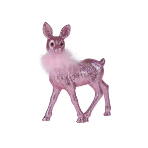 Rensdyr med boa - rosaglitter